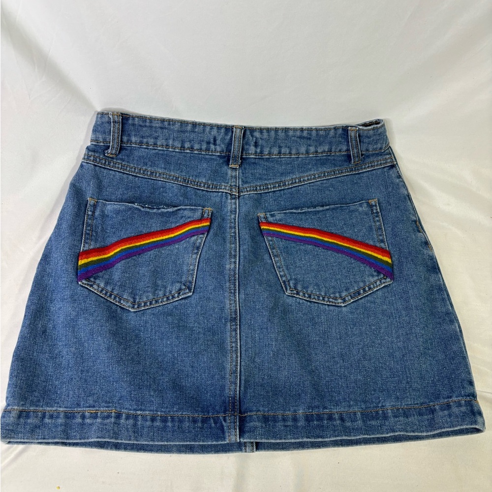 Forever 21‎ Denim Skirt with Rainbow Accents